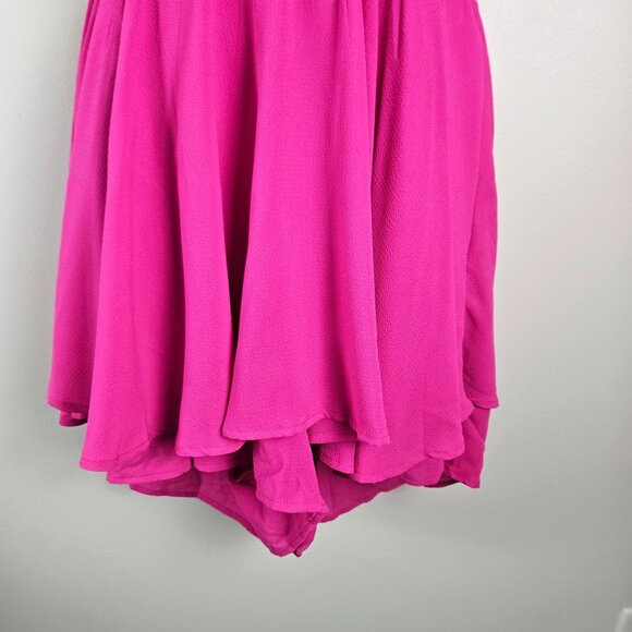 Exlura Fairy Flowy Pink Romper Smocked Waist & Flutter Sleeves Size Large - Picture 5 of 10